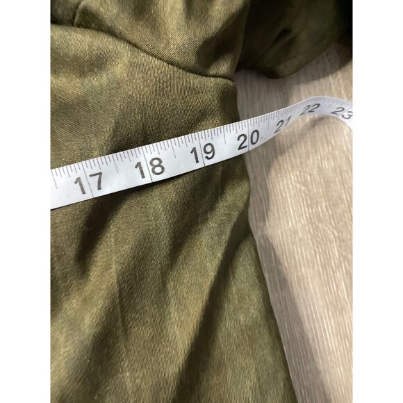 Hand Sewn Mossy Green V Neck Tunic Style Blazer with Decorative Buttons Sz 12 - Picture 8 of 10